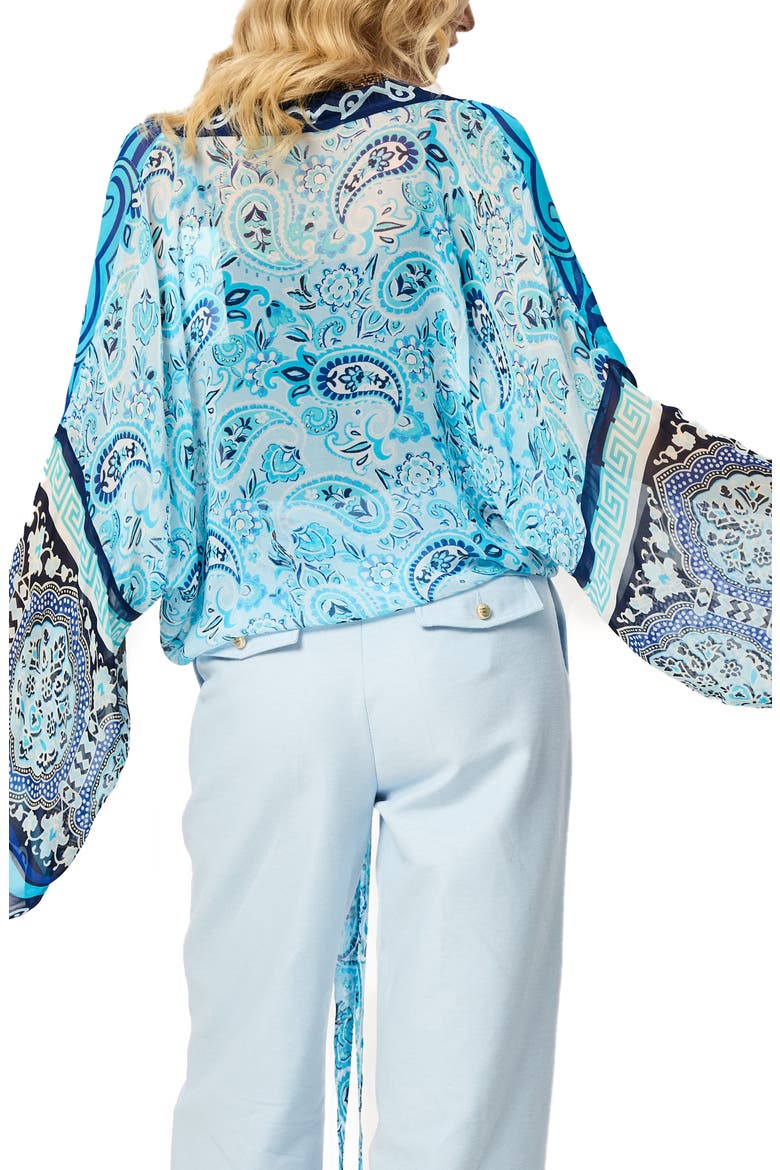 Paisley Tie Front Tunic, Alternate, color, BLUE