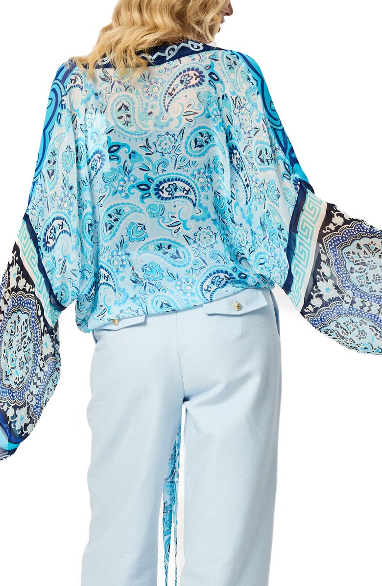 SAACHI Paisley Tie Front Tunic, Alternate, color, Blue