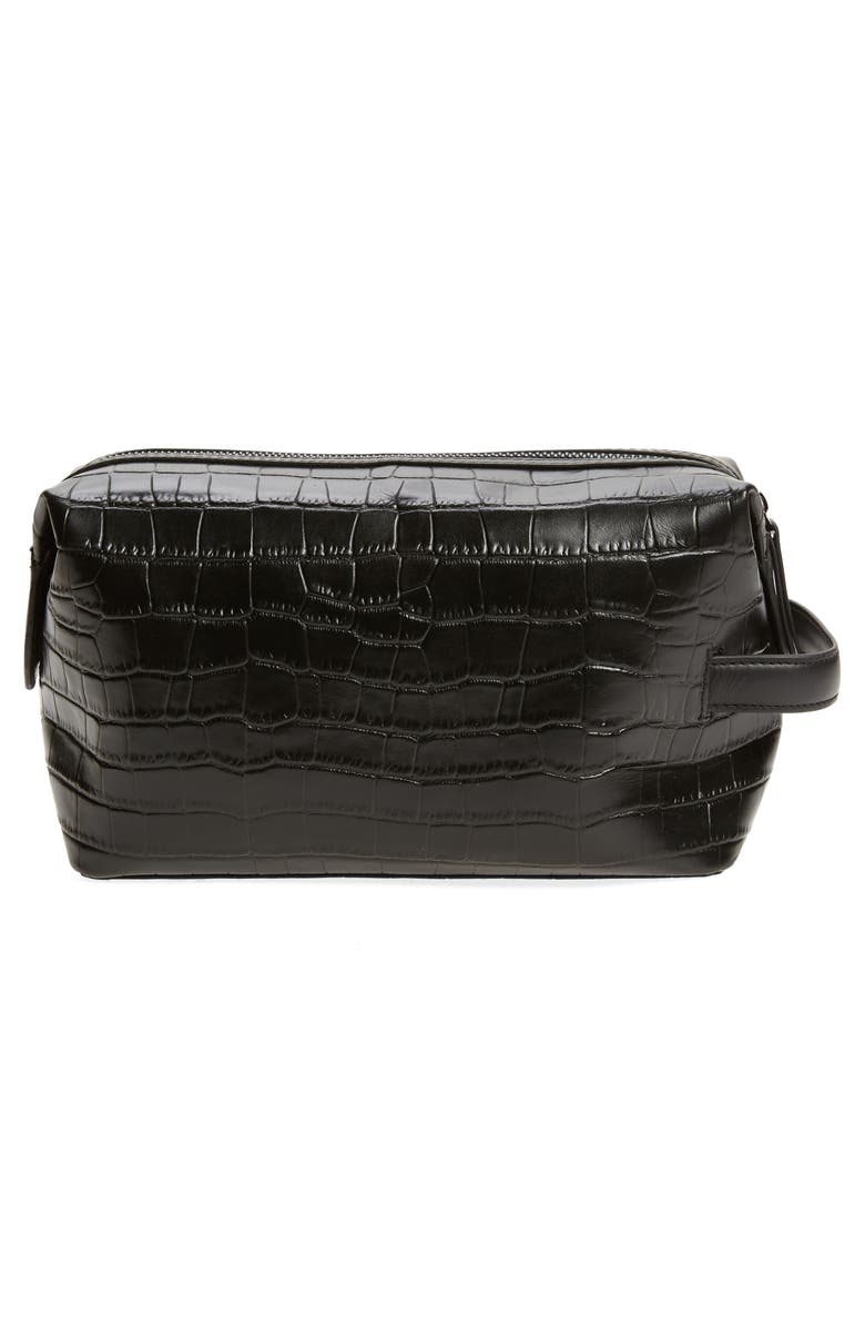 Ted Baker London Roye Croc Embossed Leather Toiletry Bag, Alternate, color, 