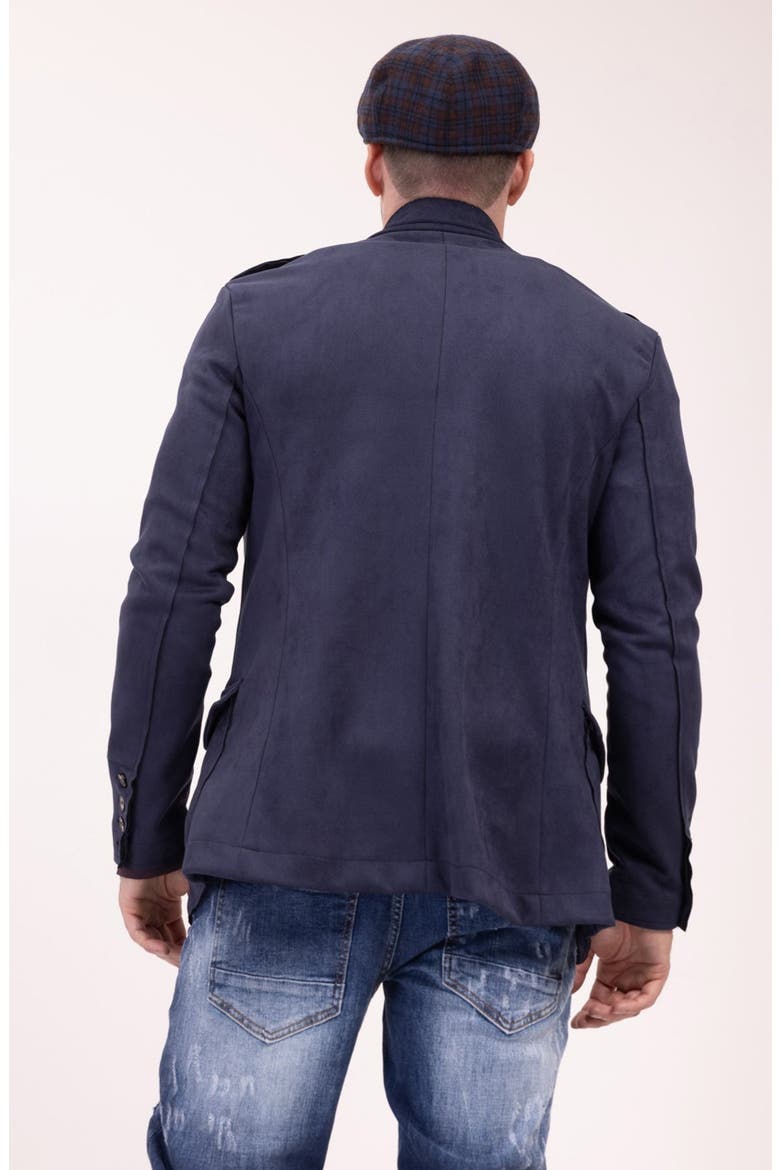 FAUX SUEDE SAFARI JACKET - CAM, Alternate, color, NAVY