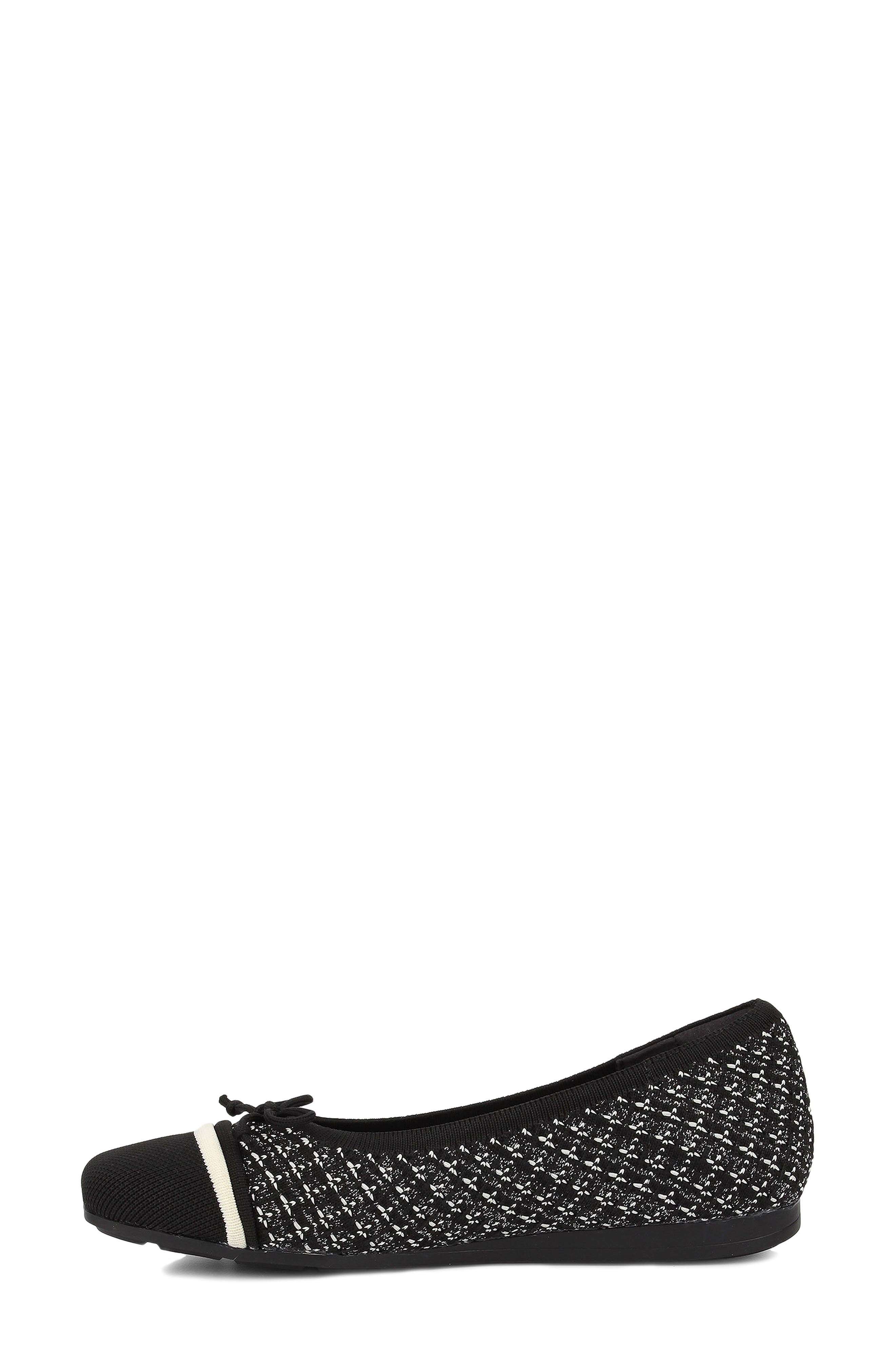 Ros Hommerson Noelle Cap Toe Ballet Flat, Alternate, color, Black Sparkle Knit