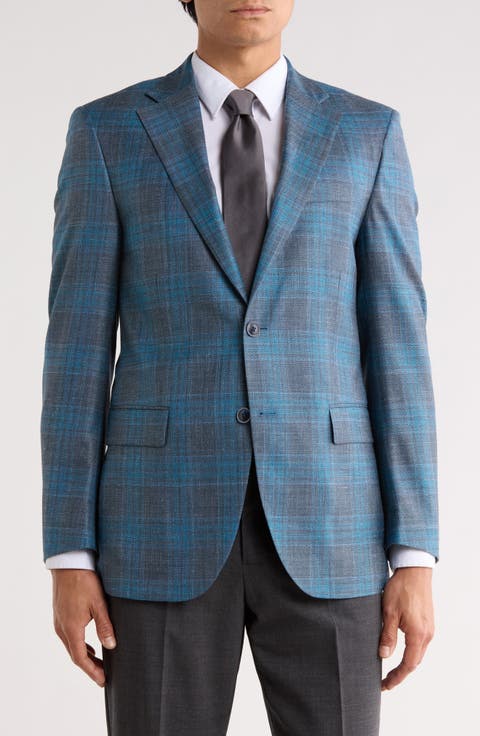 Green Plaid Wool Blend Sport Coat