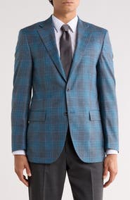 Peter Millar Green Plaid Wool Blend Sport Coat