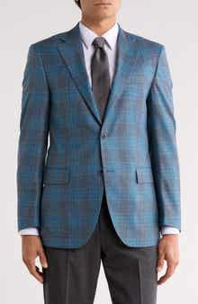 Peter Millar Green Plaid Wool Blend Sport Coat