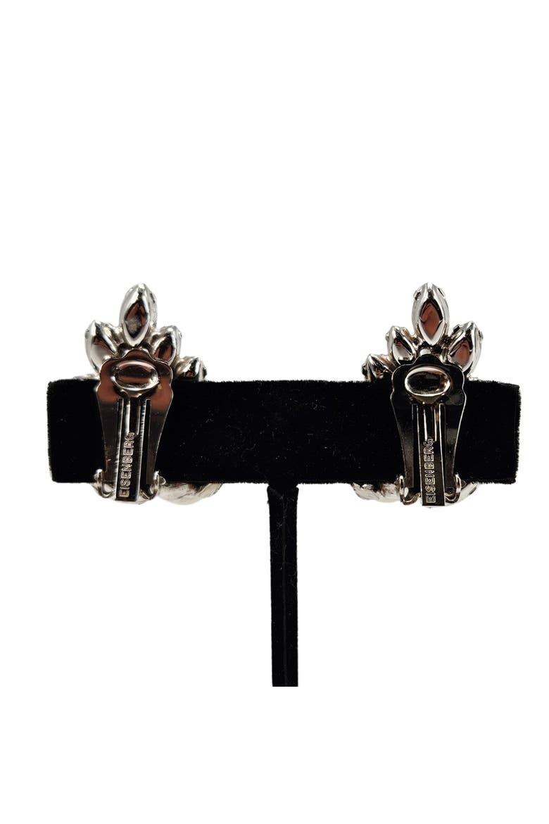 Vintage Clear Rhinestone & Pearl Earrings, Alternate, color, Silver