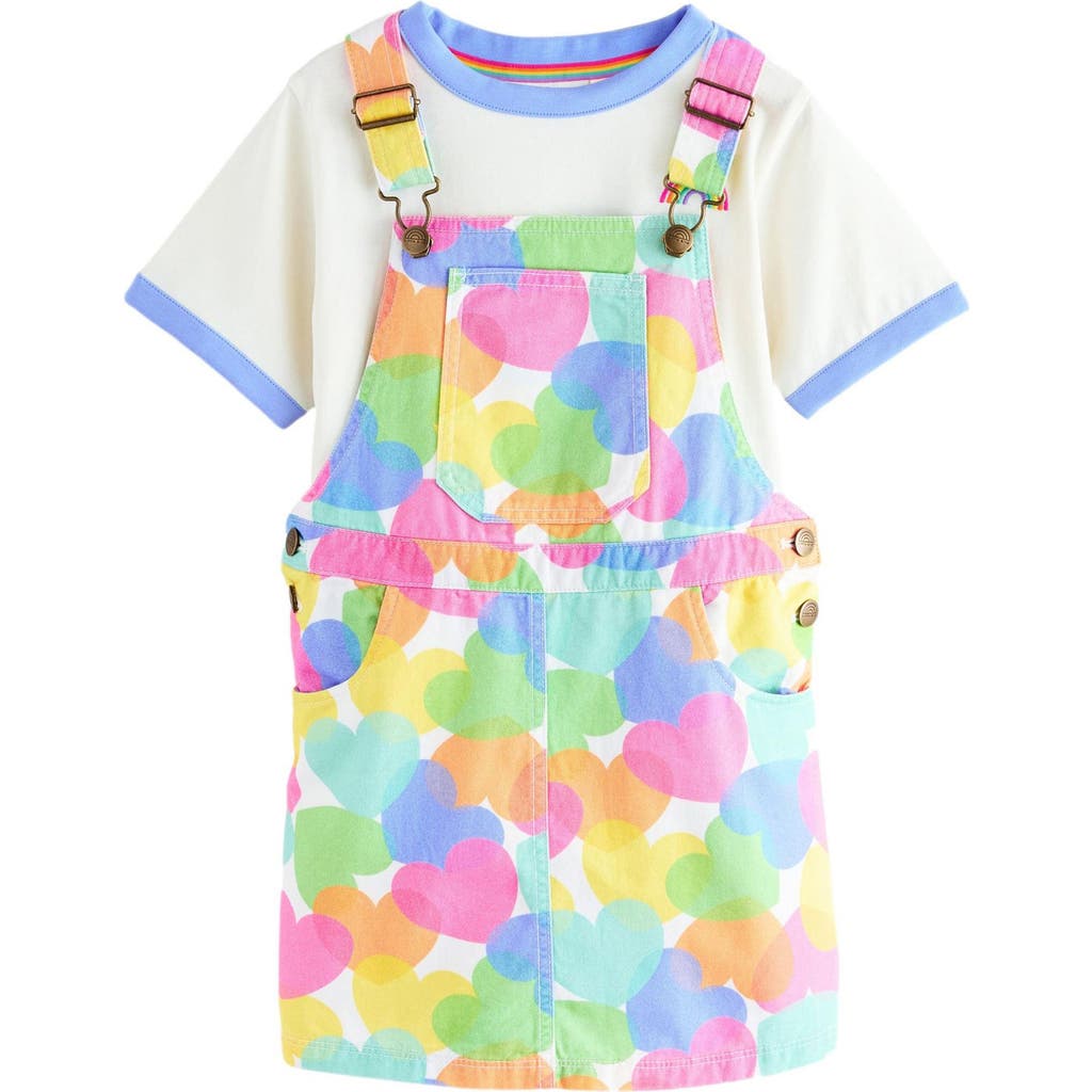 Little Bird Kids' Confetti Overall Dress & T-shirt Set In Pink/blue Multi