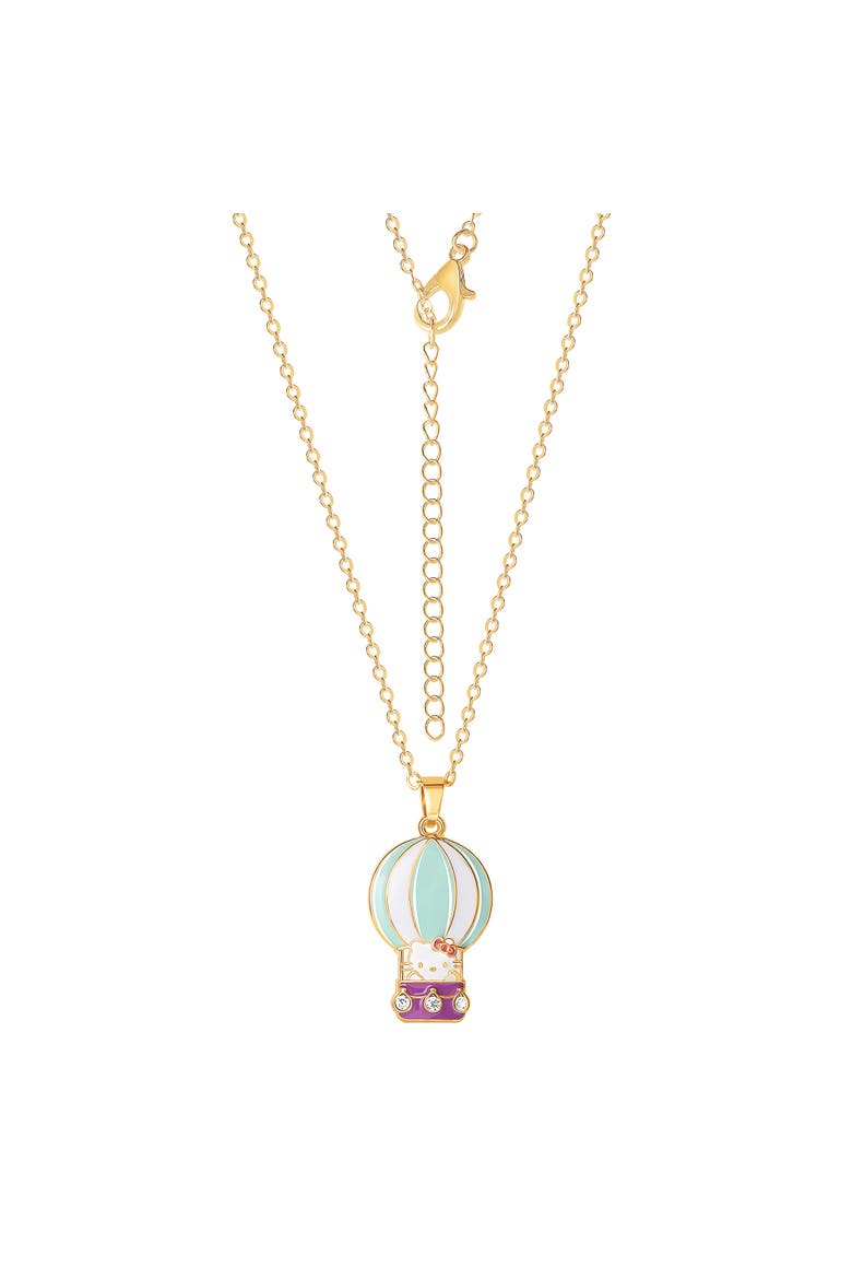 Enamel and Clear Cyrstal 3D Hot Air Balloon Pendant, Alternate, color, Gold