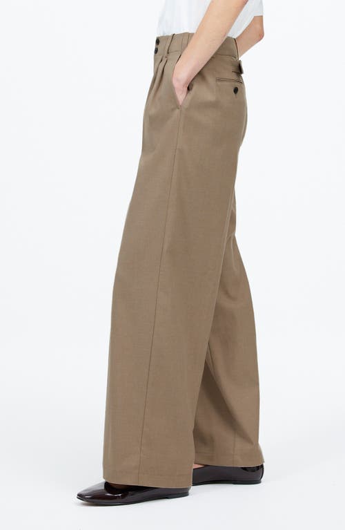 Shop Madewell The Harlow Wide Leg Twill Pants In Dark Oat Melange