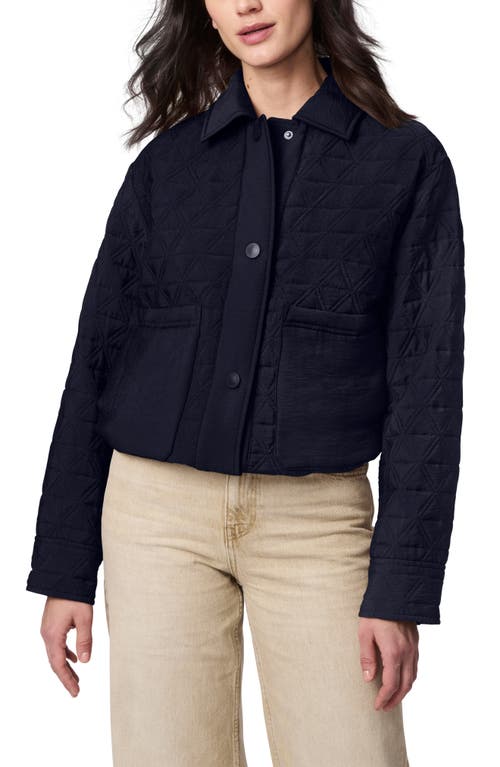 Bernardo Textured Quilted Snap-up Jacket In Navy
