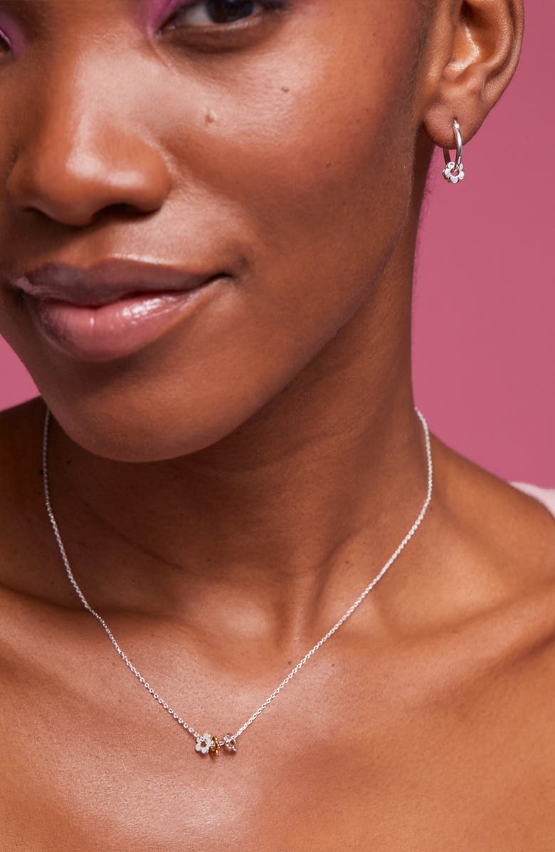 Estella Bartlett Multi Flower Beaded Necklace, Alternate, color, Silver