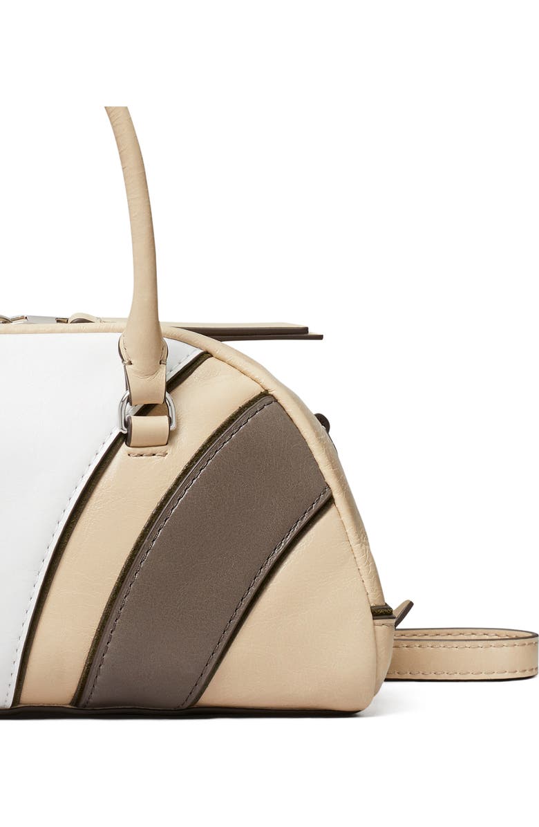 Tory Burch Small Moto Quilt Leather Bowler Top Handle Bag, Alternate, color, Beige Multi