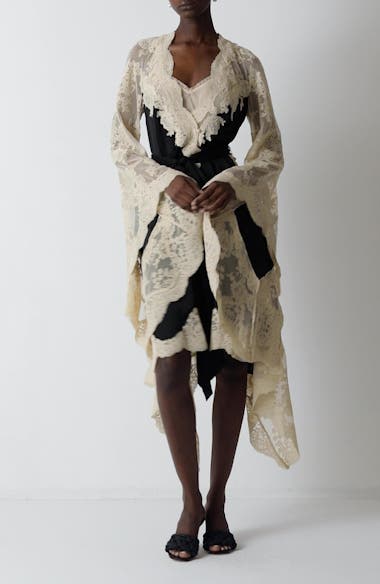 Zimmermann Hypnotic Long Sleeve Satin & Lace Wrap Dress | Nordstrom