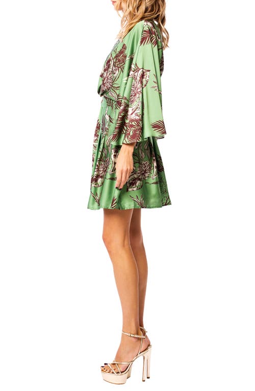 Ciebon Avaele Belted Long Sleeve Wrap Dress In Green