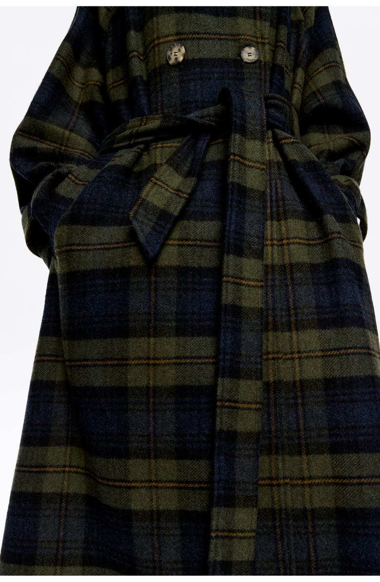 Bimba y Lola Checked Double-Face Double-Breasted Coat, Alternate, color, Khaki