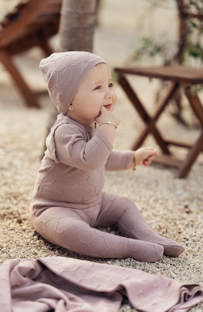 Manière Honeycomb Scallop Footie, Alternate, color, Mauve