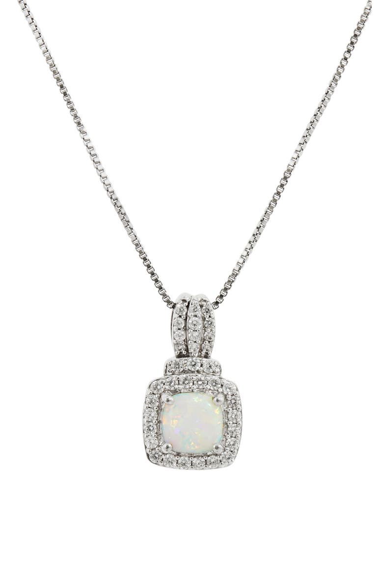 SAVVY CIE JEWELS CZ Pavé Created Opal Pendant Necklace, Main, color,