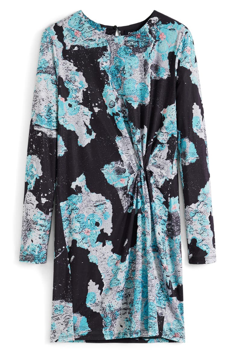 Lacroix Print Long Sleeve Twist Detail Minidress, Alternate, color, GREEN BLUE