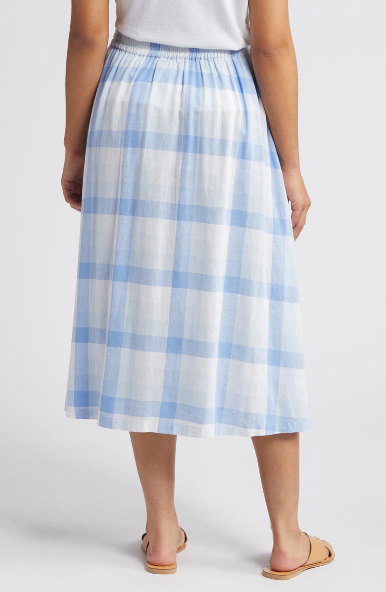 Caslon<sup>®</sup> Check Linen Blend Midi Skirt, Alternate, color, Blue-White Multi Check