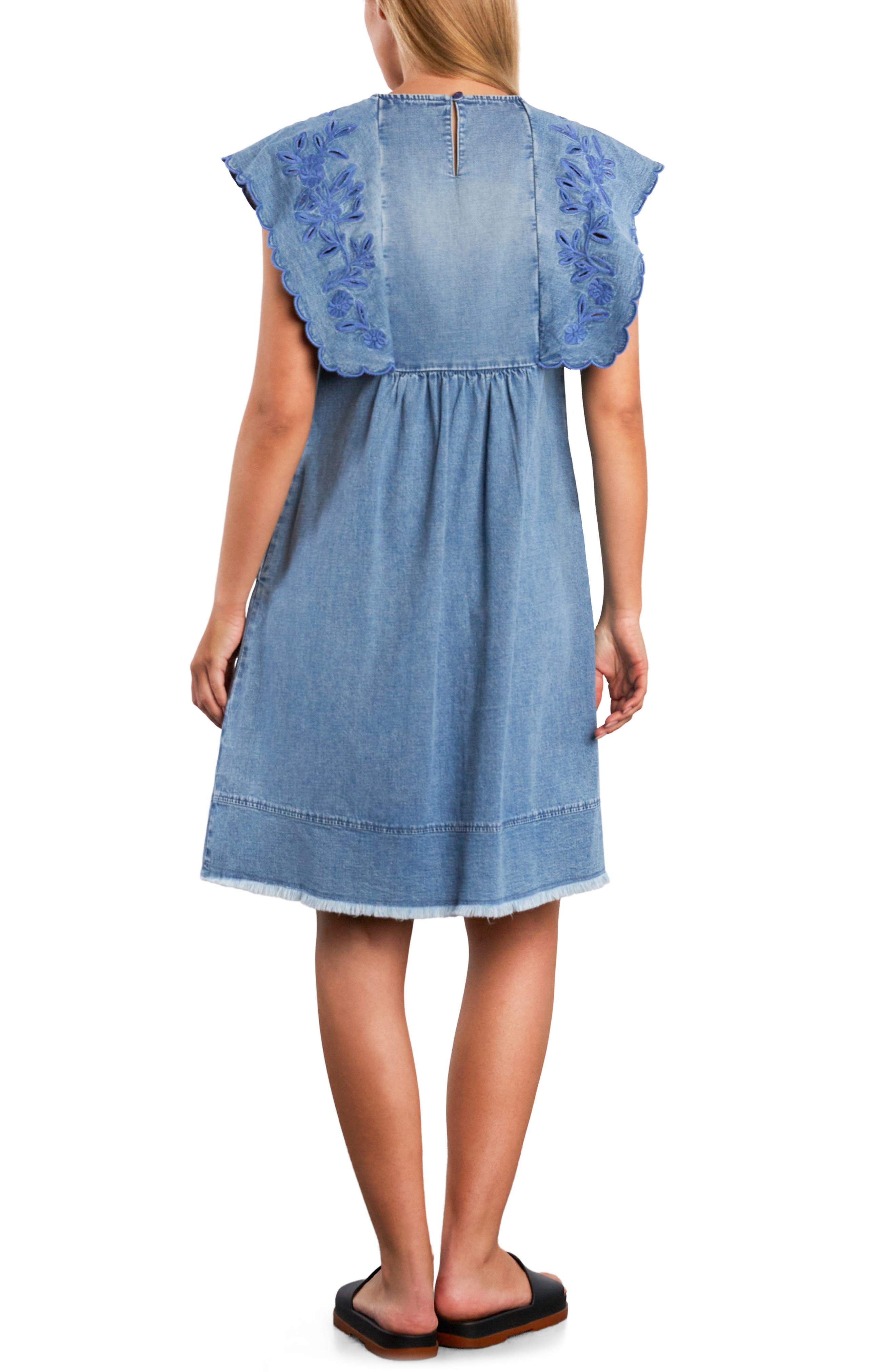 Luna Embroidered Collar Denim Dress - image 4