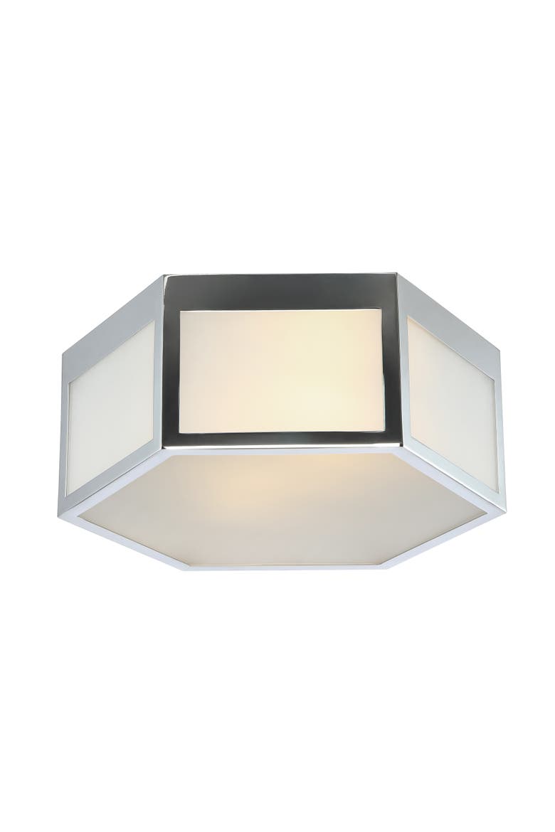 Minimo Hexagon Metal/Frosted Glass LED Flush Mount, Main, color, Chrome