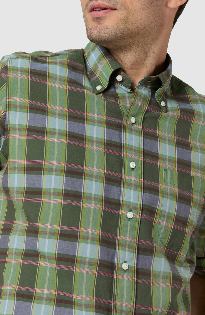 Sid Mashburn Slim Fit Plaid Cotton Madras Button-Down Shirt, Alternate, color, Green/ Red/ Sky Madras