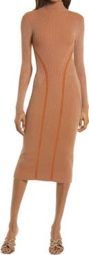 French Connection Simona Long Sleeve Rib Sweater Dress
