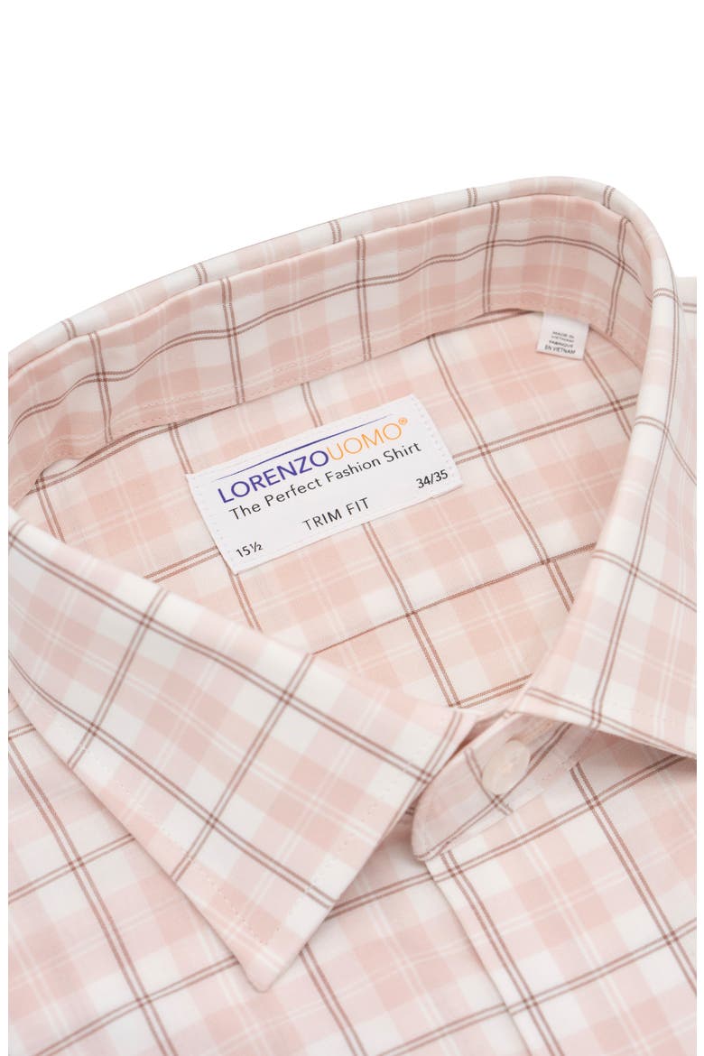 Trim Fit Large Windowpane Dress Shirt, Alternate, color, PINK