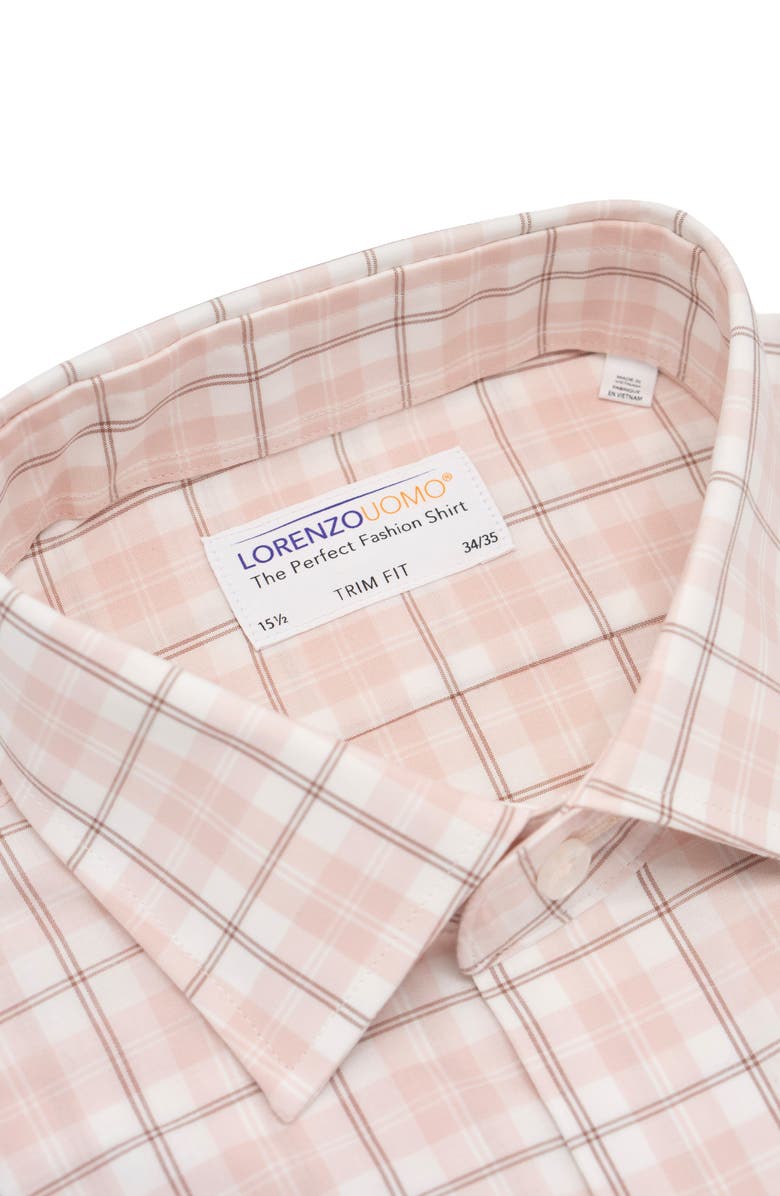 Lorenzo Uomo Trim Fit Large Windowpane Dress Shirt, Alternate, color, Pink