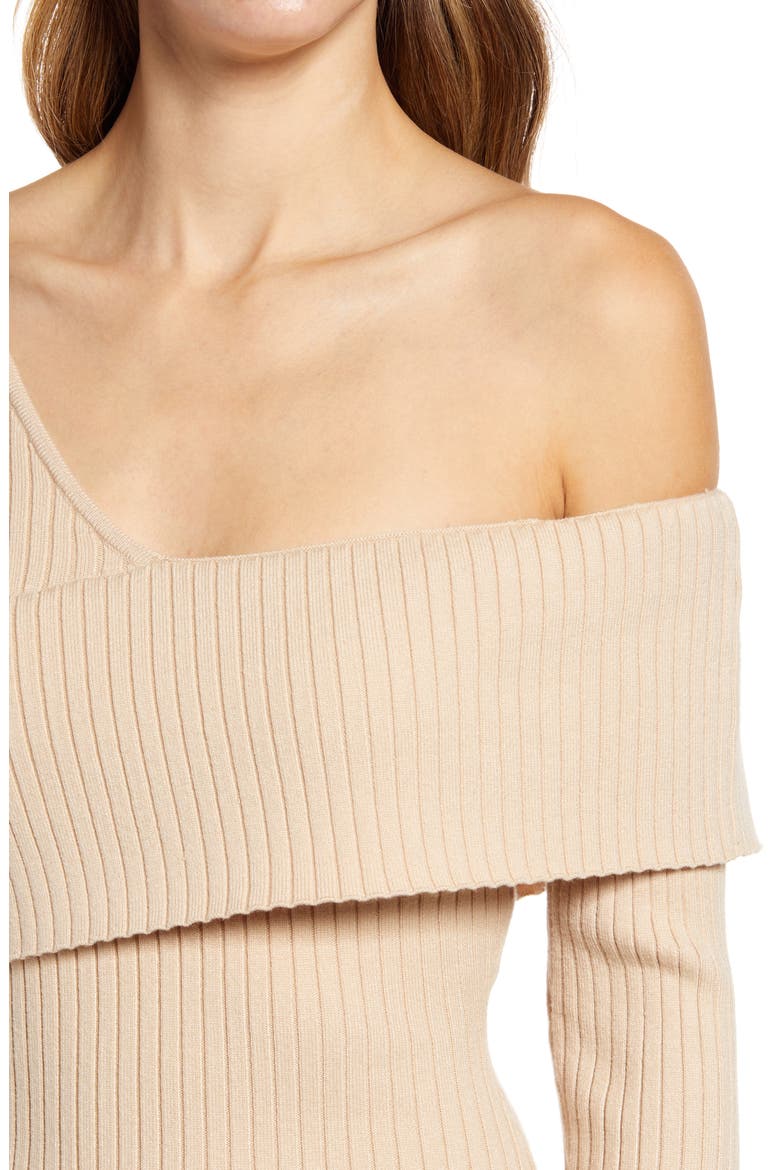 Asymmetrical Off the Shoulder Sweater Dress, Alternate, color, IVORY