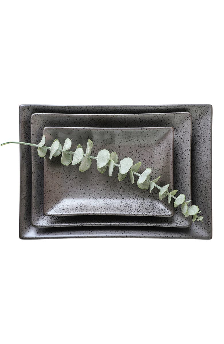 Stone Lain Valencia Porcelain 3-Piece Serving Plate Set, Alternate, color, Metallic Grey