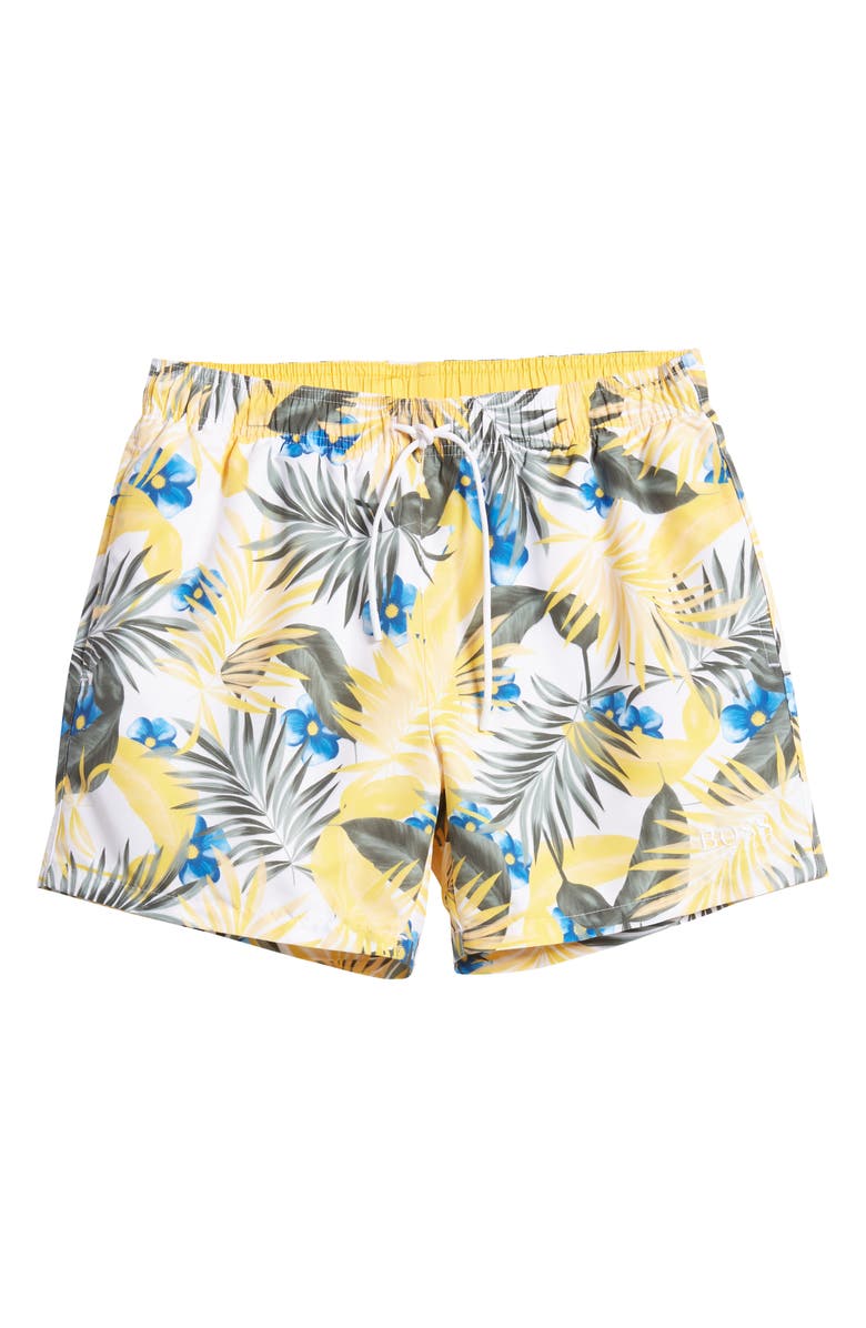 BOSS Floral Recycled Polyester Swim Trunks, Alternate, color, 