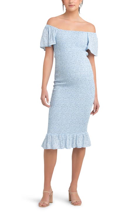 Selma Shirred Fitted Midi Dress