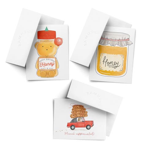 Everyday Greeting Card Pack Sets (3 ct, Assorted) Munch Appreciated, Honey, Honey Bear