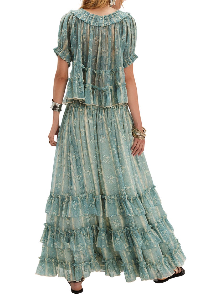 Morning Mist Short Sleeve Top & Maxi Skirt Set, Alternate, color, MINERAL BLUE COMBO