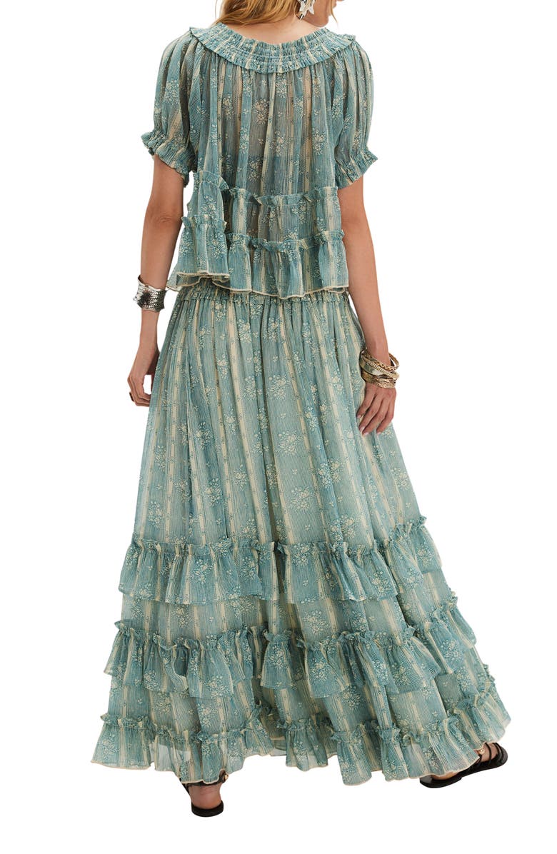 Free People Morning Mist Short Sleeve Top & Maxi Skirt Set, Alternate, color, Mineral Blue Combo