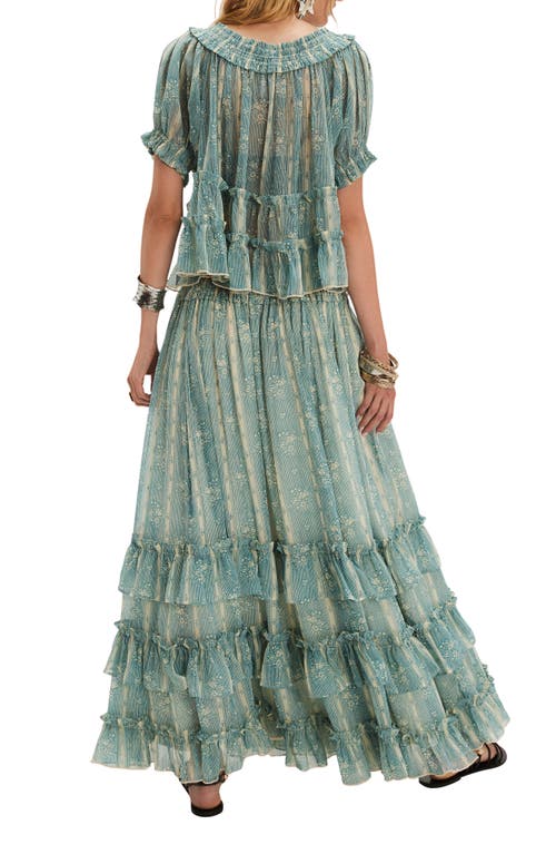 Free People Morning Mist Short Sleeve Top & Maxi Skirt Set In Green