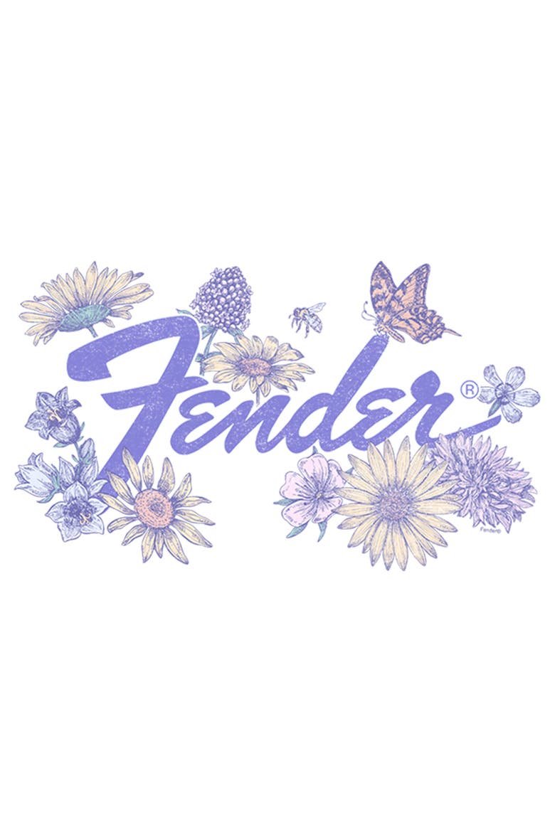 Girl's Fender Spring Purple Logo  Graphic T-Shirt, Alternate, color, White