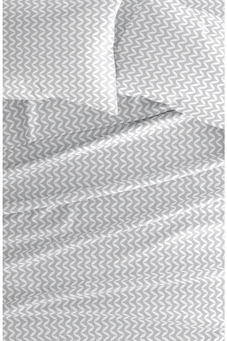 Premium Ultra Soft Puffed Chevron Pattern 4-Piece Bed Sheet Set, Alternate, color, LIGHT GRAY
