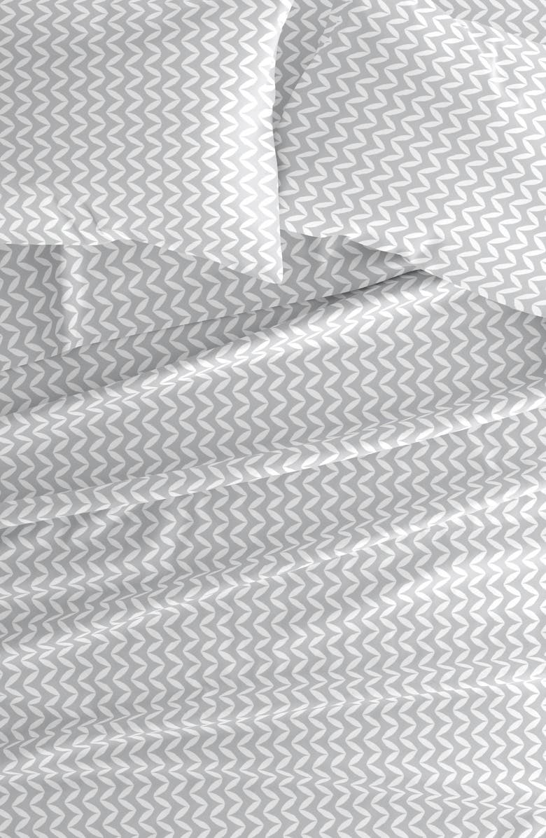 HOMESPUN HOME SPUN Premium Ultra Soft Puffed Chevron Pattern 4-Piece Bed Sheet Set, Alternate, color, Light Gray