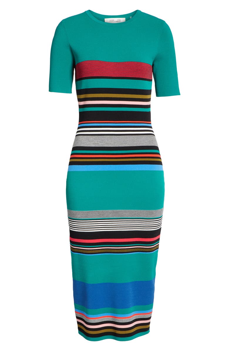 DVF Diane von Furstenberg Stripe Short Sleeve Sweater Dress, Alternate, color,