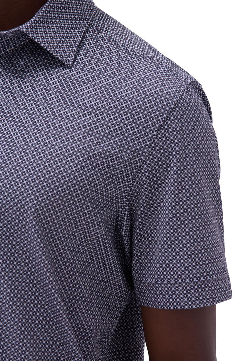 Bugatchi Miles OoohCotton<sup>®</sup> Geometric Print Short Sleeve Button-Up Shirt, Alternate, color, Black