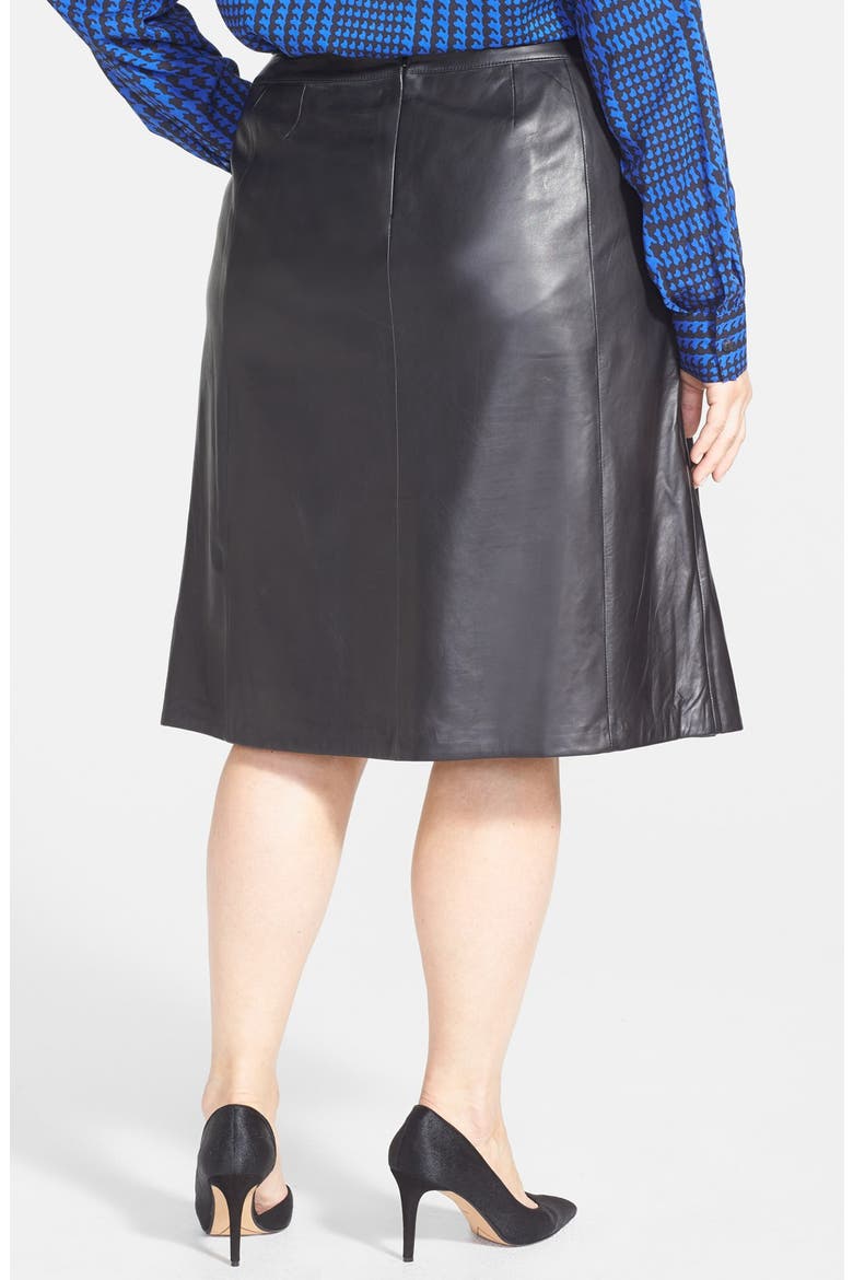 Pleat Leather Skirt, Alternate, color, BLACK
