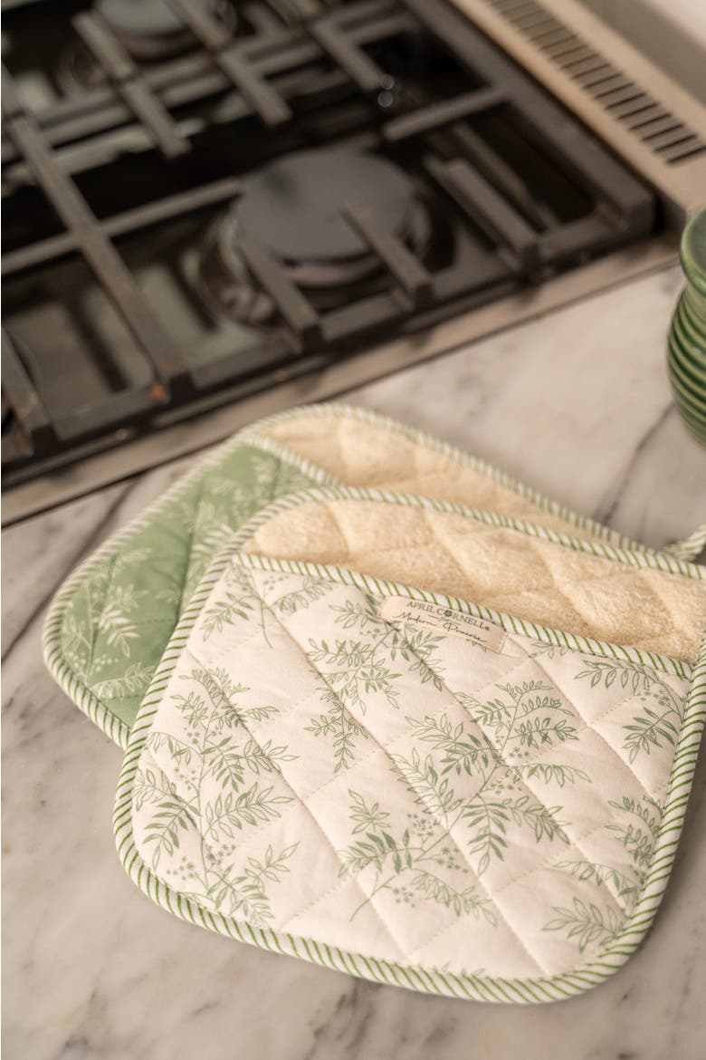 Fern Pocket Potholder, Set of 2, Alternate, color, Green