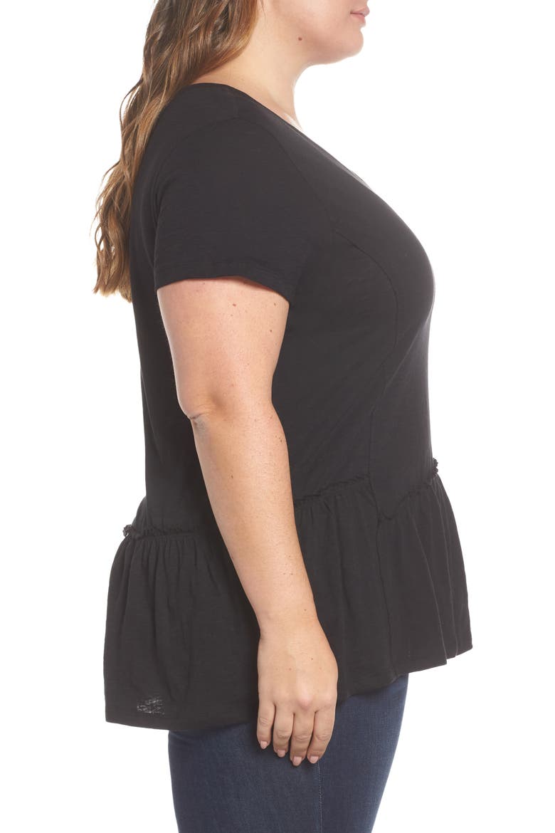 Asymmetrical Peplum Tee, Alternate, color, BLACK