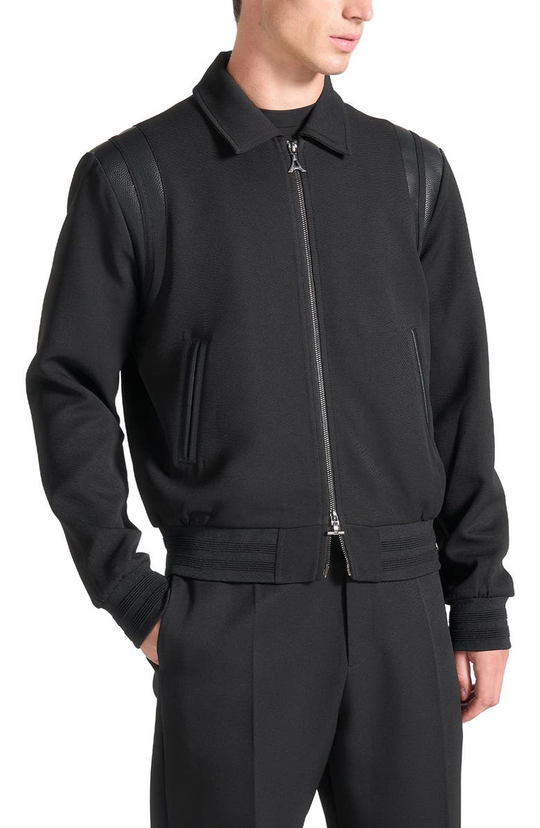 Manière De Voir Denis Tailored Varsity Jacket, Alternate, color, Black
