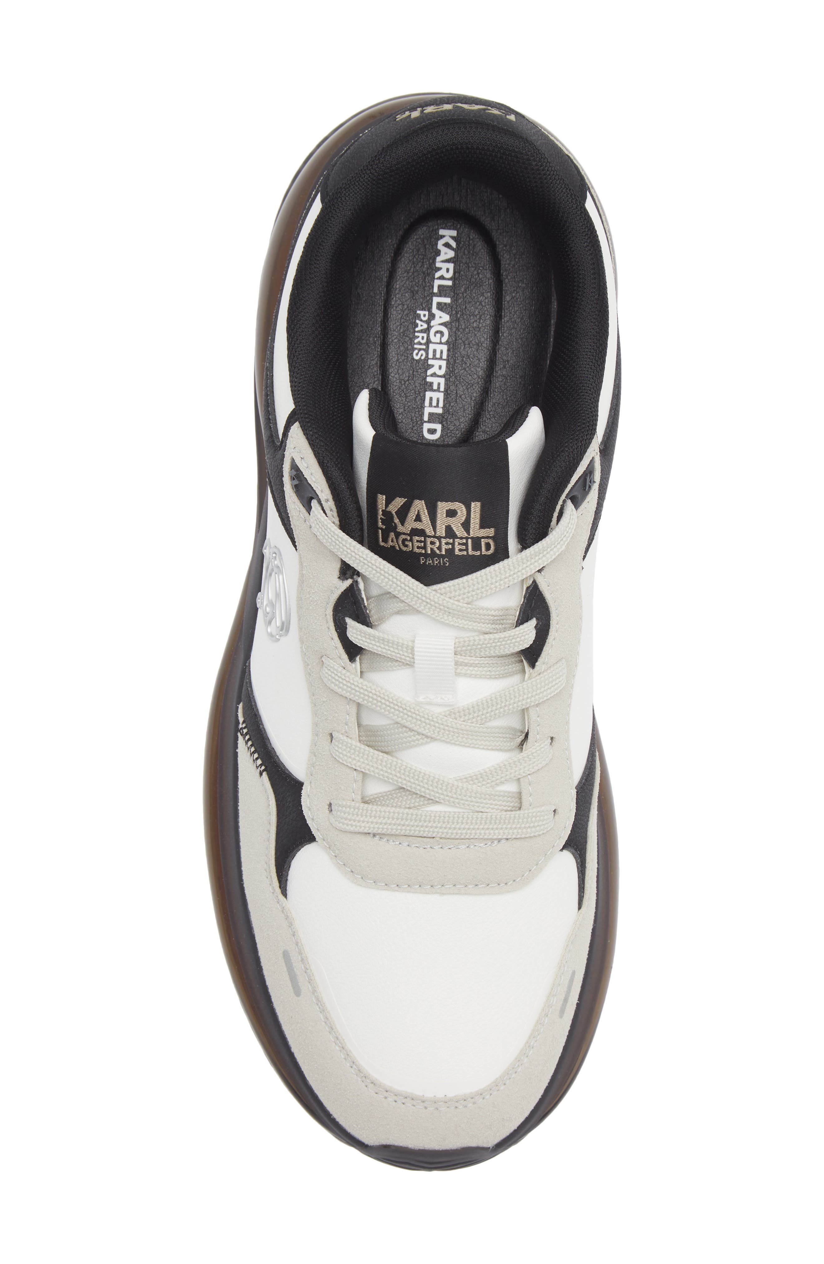 KARL LAGERFELD PARIS Mixed Media Outline Sneaker, Alternate, color, Tan