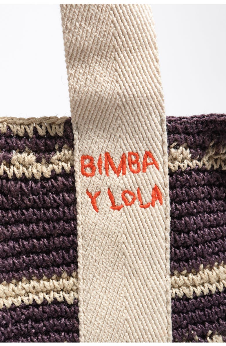 Bimba y Lola Maxi Jute Shopper Bag, Alternate, color, Aubergine