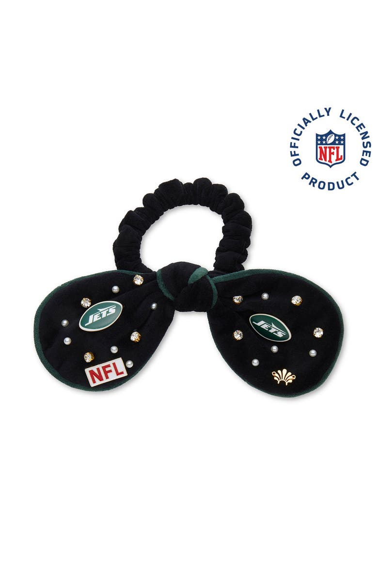 Lele Sadoughi New York Jets Bow Scrunchie, Main, color, Jet 001