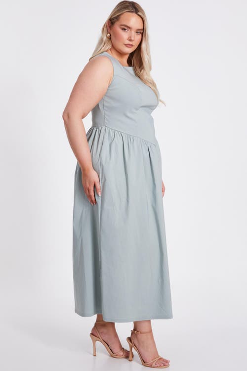 Quiz Plus Size Bengaline Drop Waist Maxi Dress In Blue