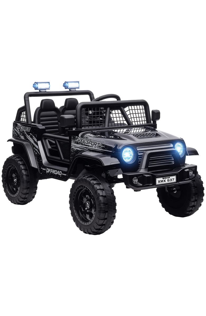 Qaba 12V Kids Ride on Truck w/ Remote, 4 Suspension Wheels, Main, color, Black